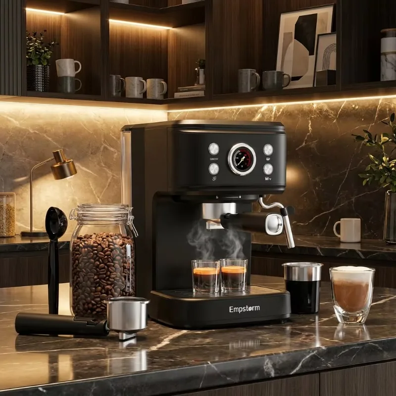 Semi-Auto Espresso Coffee Machine with Milk Frother Makes Perfect Latte & Cappuccino for Home Hotel Office Use