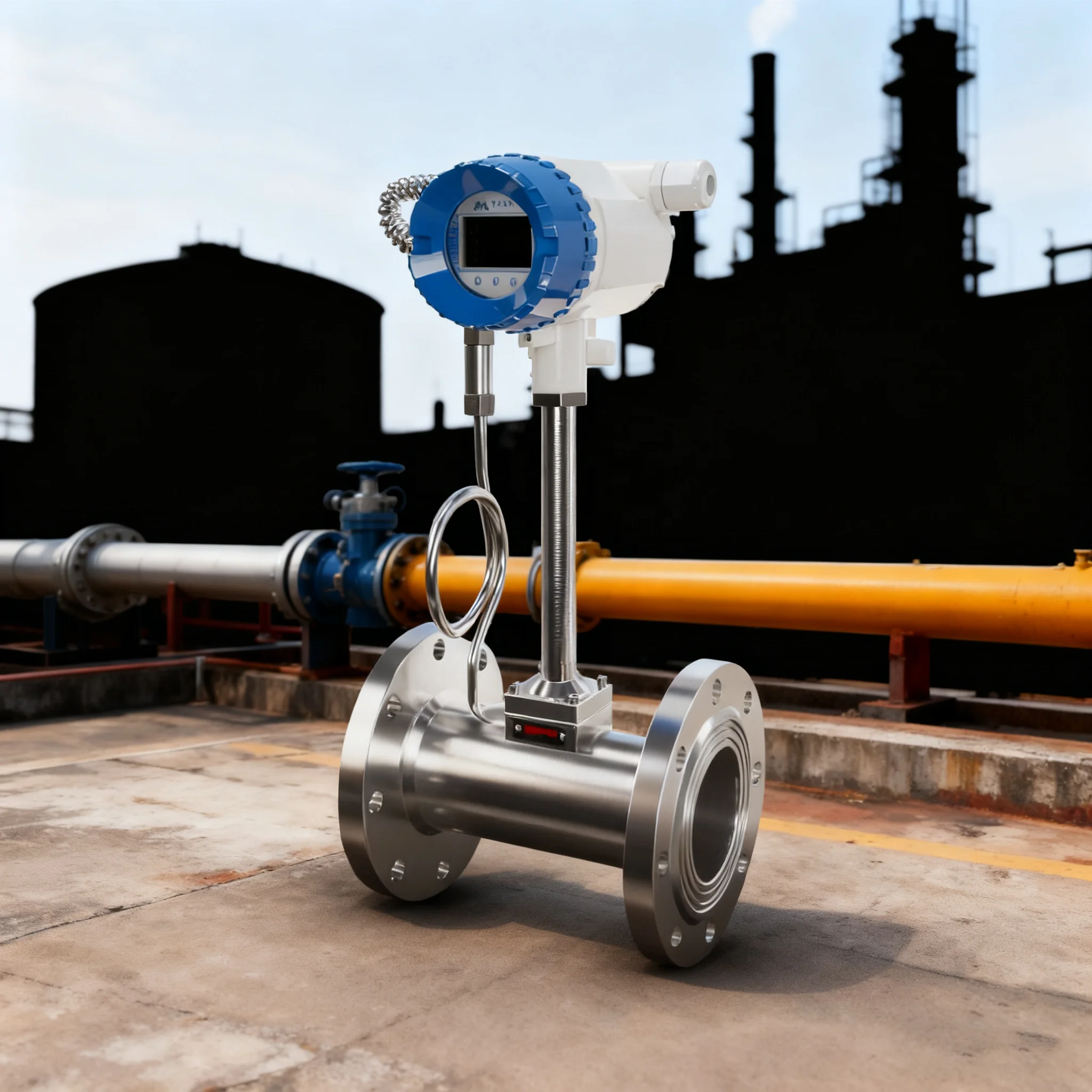 

High Accuracy DN80 Flow Meters Volumetric Flow Rate Gas Vortex Flow Meter With Pressure Compensation