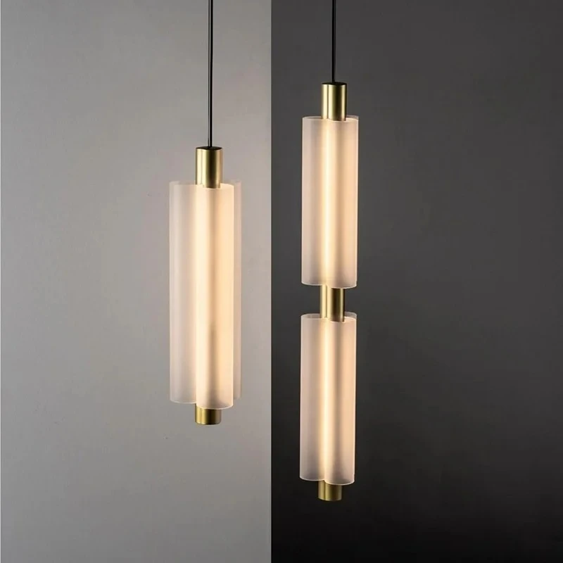 Modern Long Acrylic Pendant Lights Bedroom Bedside Living Room Background Wall Long Decorative Hanging Lamps Lighting Fixtures