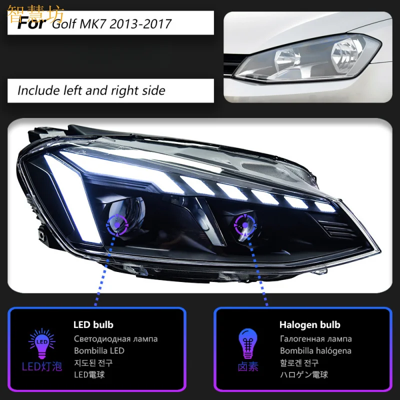 Suitable for 12-15 Volkswagen Golf 7 Headlights LED Daytime Running Lights Bi-Optic Lens Front Headlights Cross-Border Exclu