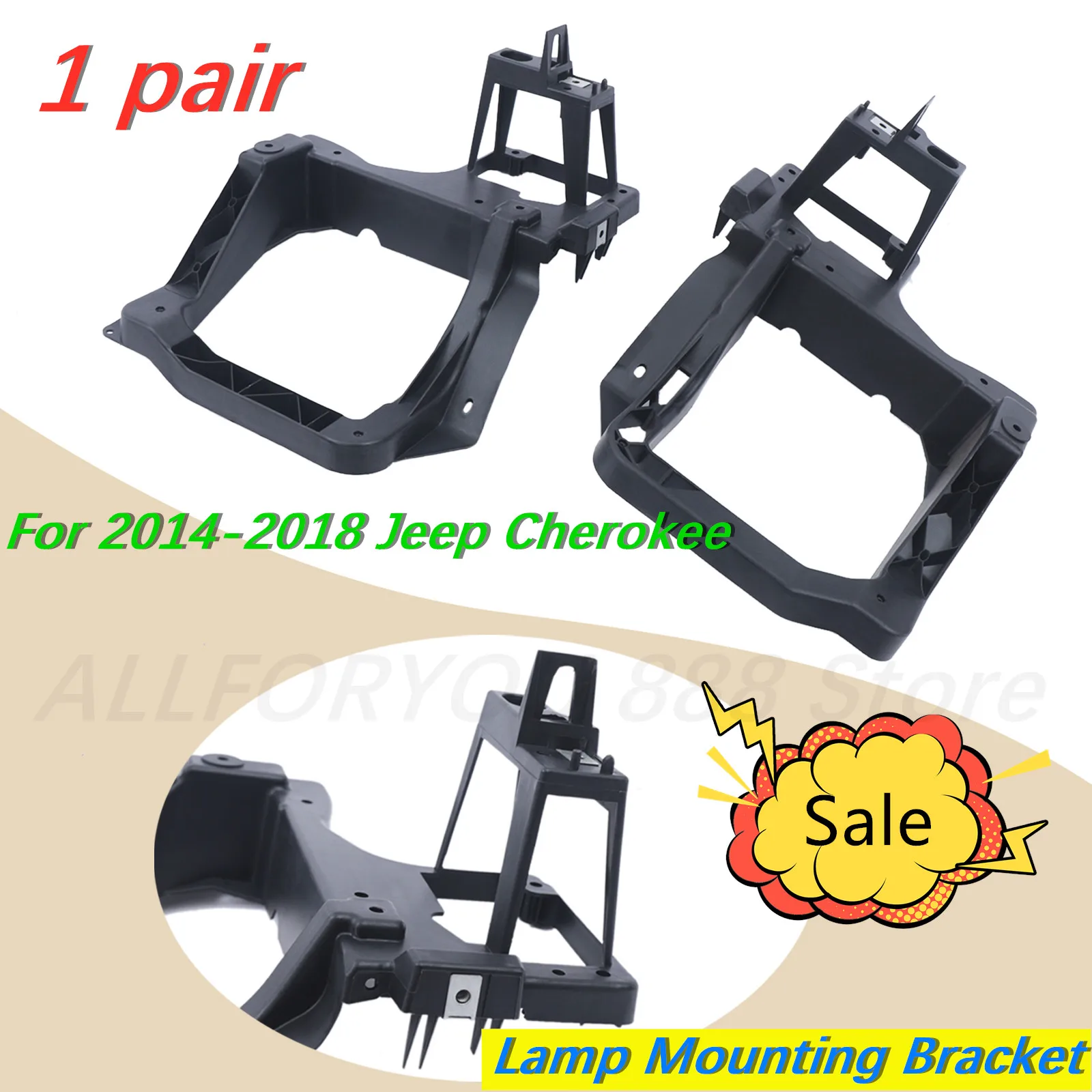 1 Pair Left+Right Side Headlight Bracket For 2014-2018 Jeep Cherokee Lamp Mounting Bracket Set