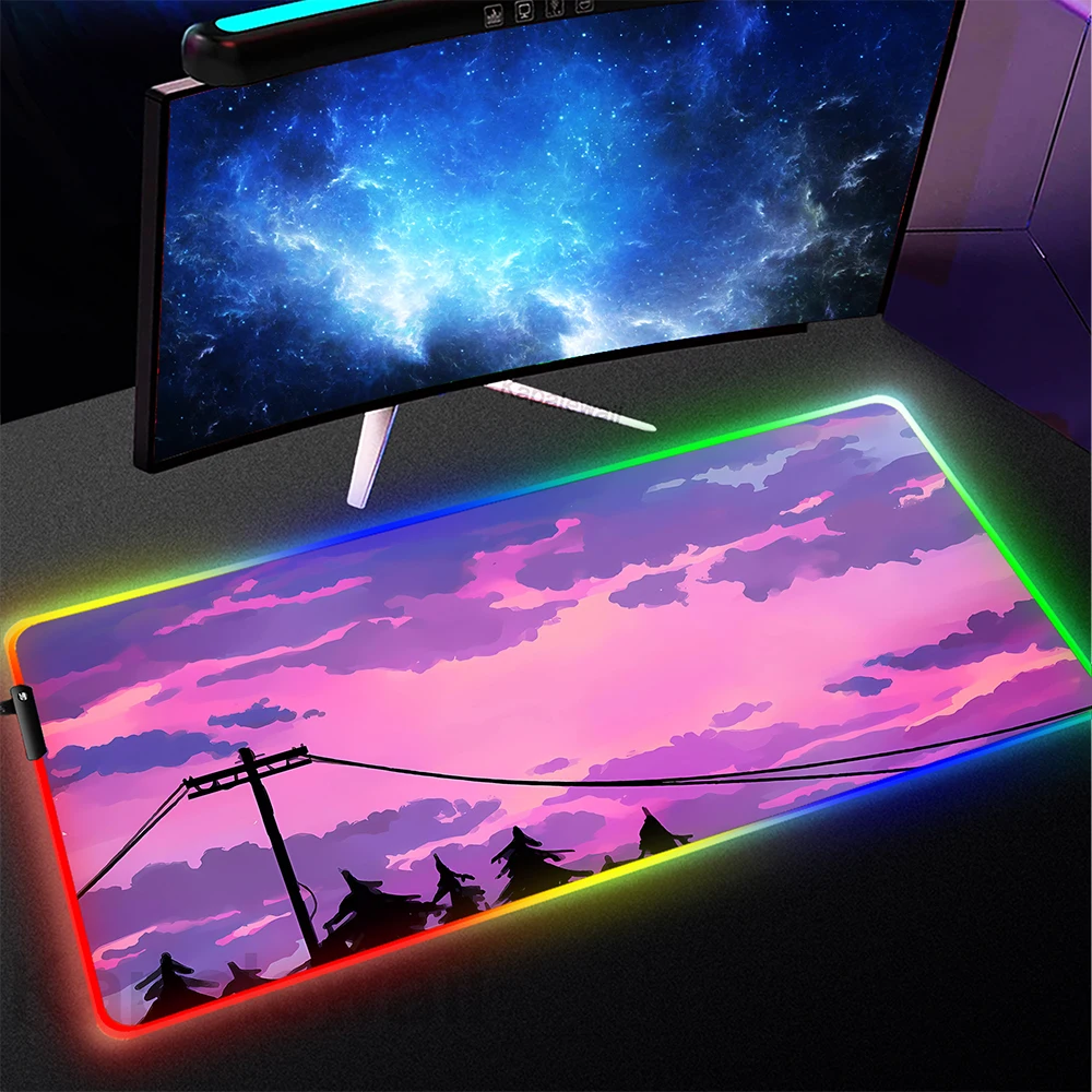 Art Cloud Gaming Mousepad Game Slipmat RGB LED Gamer XXL 900x400mm Mouse Pad Keyboard Mat Mausepad Luminous Big Deskmat Backlit