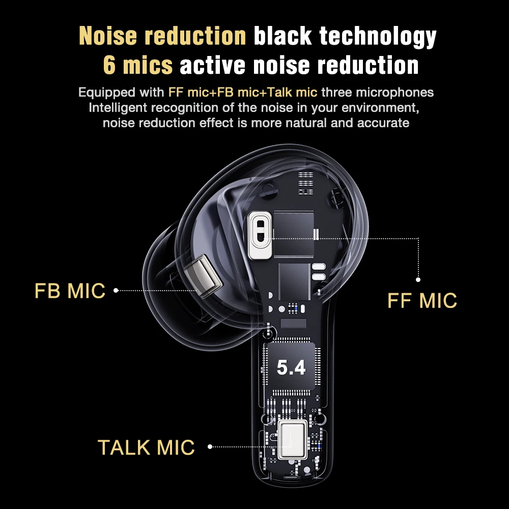 M16 Earbuds Dark Color Earphone Bluetooth Sports Headphones Auto Noise Reducing Waterproof