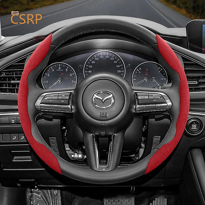 Suitable for Mazda Anti-Slip Buckle Segmented Suede Steering Wheel Cover Suitable for 3 Cx5 62 Cx30 Cx3 6Gh 3Bk 6Gg 6ro 3Bm 3Bl