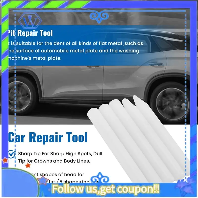 

M46K-5Pcs/Set Knock Down Tap Down Tools White Nylon Pen Knock Down Tool Paintless Dent Repair Tools Hand Tool