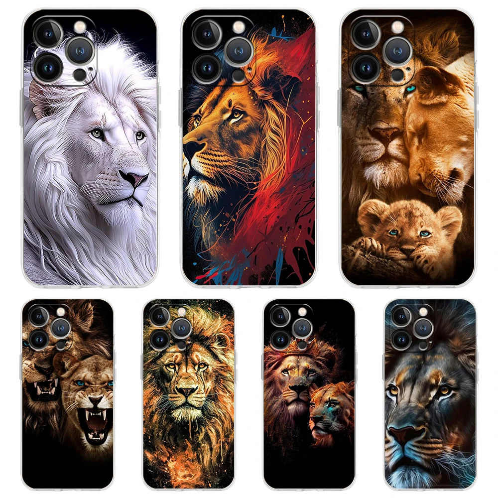 Etui na telefon Lion do iPhone\'a 16 15 14 13 12 Pro Max Przezroczyste, miękkie etui do iPhone\'a 11 Pro Max 7 8 Plus XS XR Silikonowa powłoka Capas