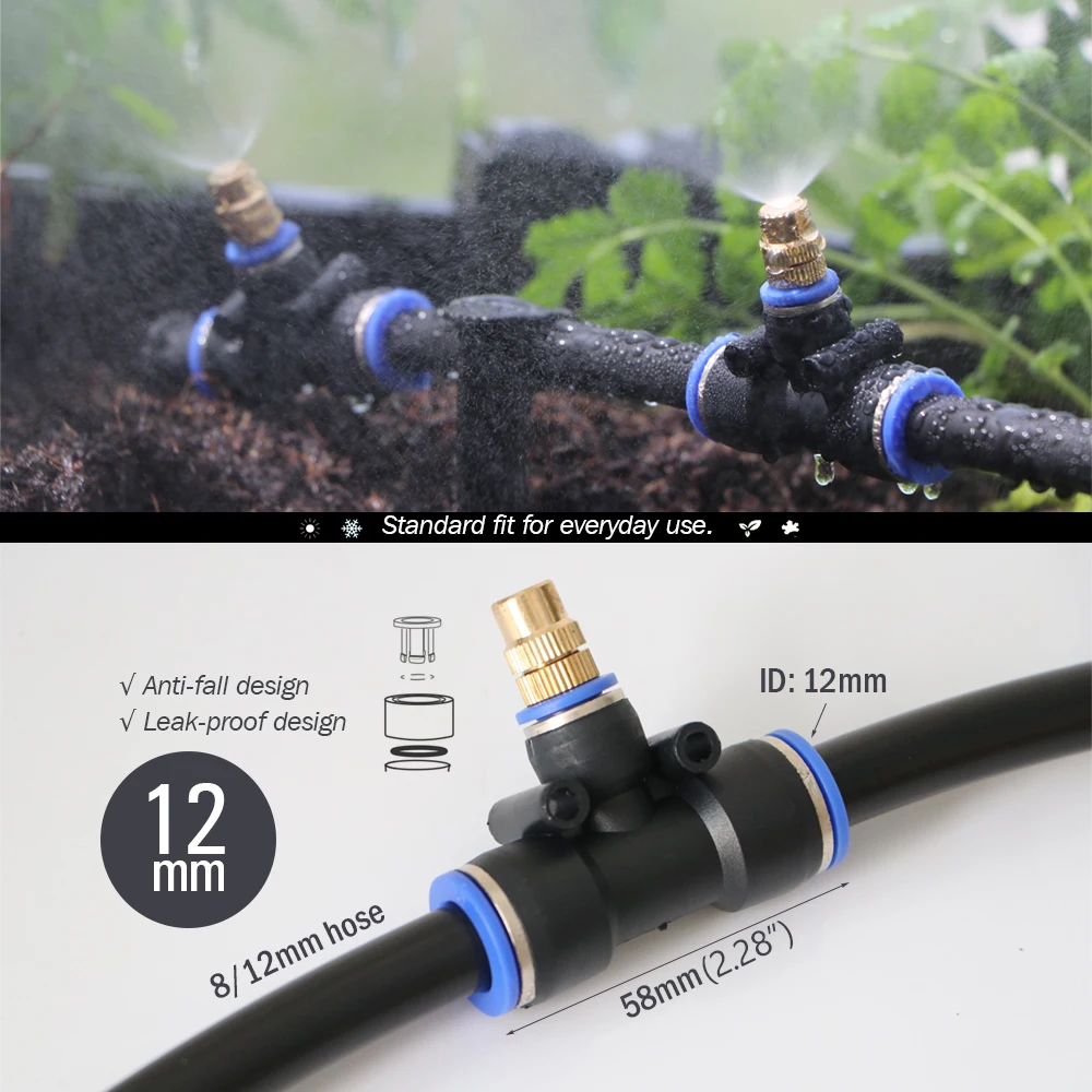 فوهة رشاشات صغيرة نحاسية قابلة للتعديل للحدائق ، نظام تبريد للتضليل ، مرذاذ سقي ، 5 من من الخارج ، 8 من الخارج ، 12 من PE ، 10 من PE