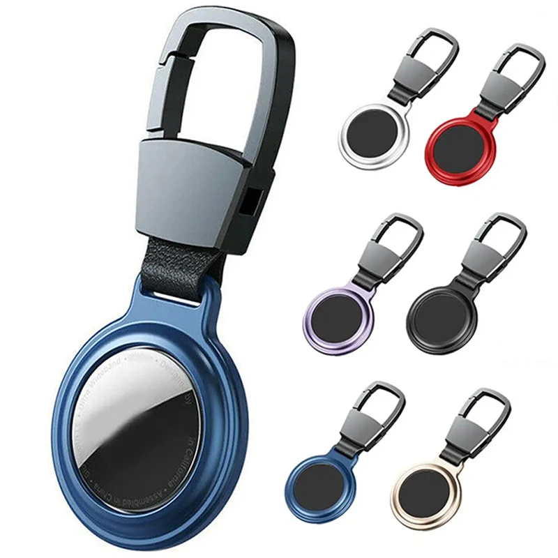 สำหรับ Apple airtag โลหะแม่เหล็กกันกระแทกป้องกันรอยขีดข่วนเคสป้องกันพร้อมพวงกุญแจสำหรับผู้ถือ airtag-พรีเมี่ยมฝาครอบอลูมิเนียม