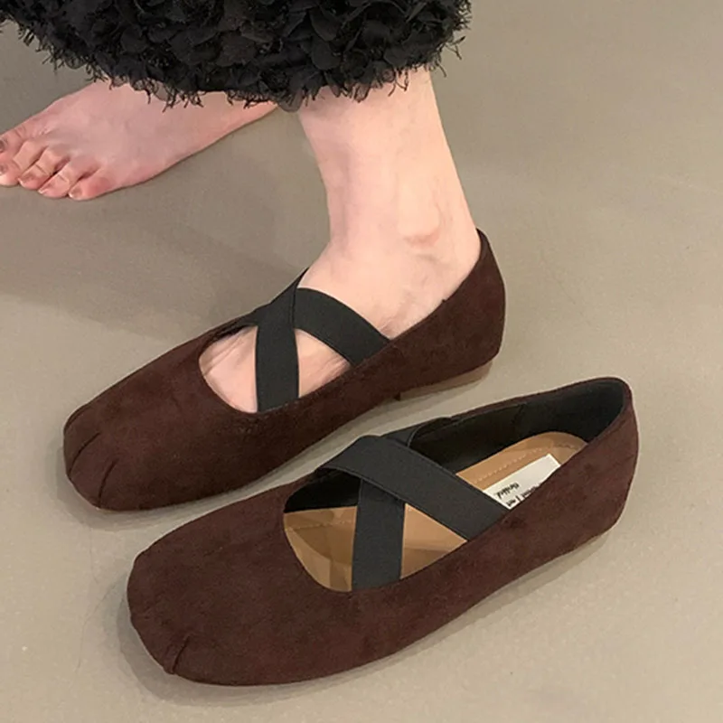 

2024 Autumn Women Flat Shoes Fashion Round Toe Shallow Slip On Mary Jane Shoes Soft Flat Heel Ladies Dress Ballerinas New Women