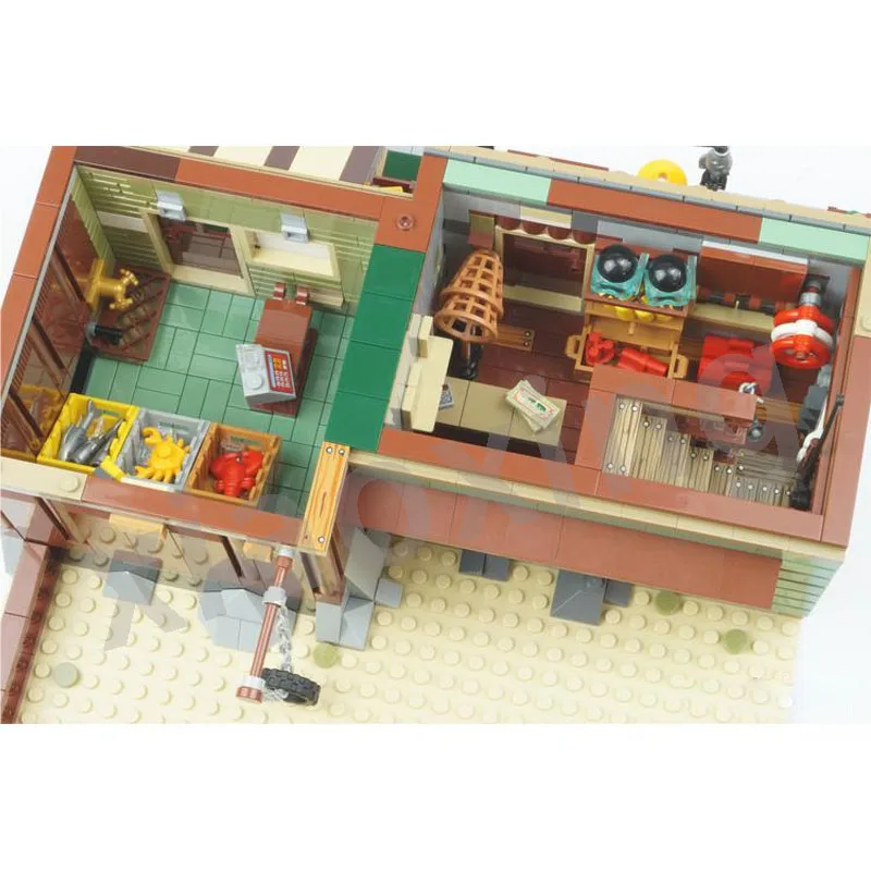 21310 Set Fishing Shop Compatible with MOC-40048 Modular Bait Shop and Grocery Store Building Block 1991 Part Children\'s Gift