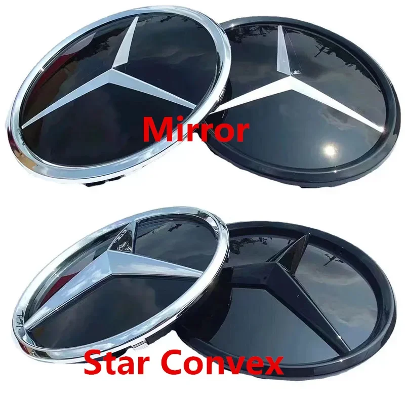 Grill Badge 3D Mirror Front Embelm For Mercedes W205 W212 W213 W204 ML W166 CLA W464 W254 C117 C W206 E GLK X204 GLA GLC GLE