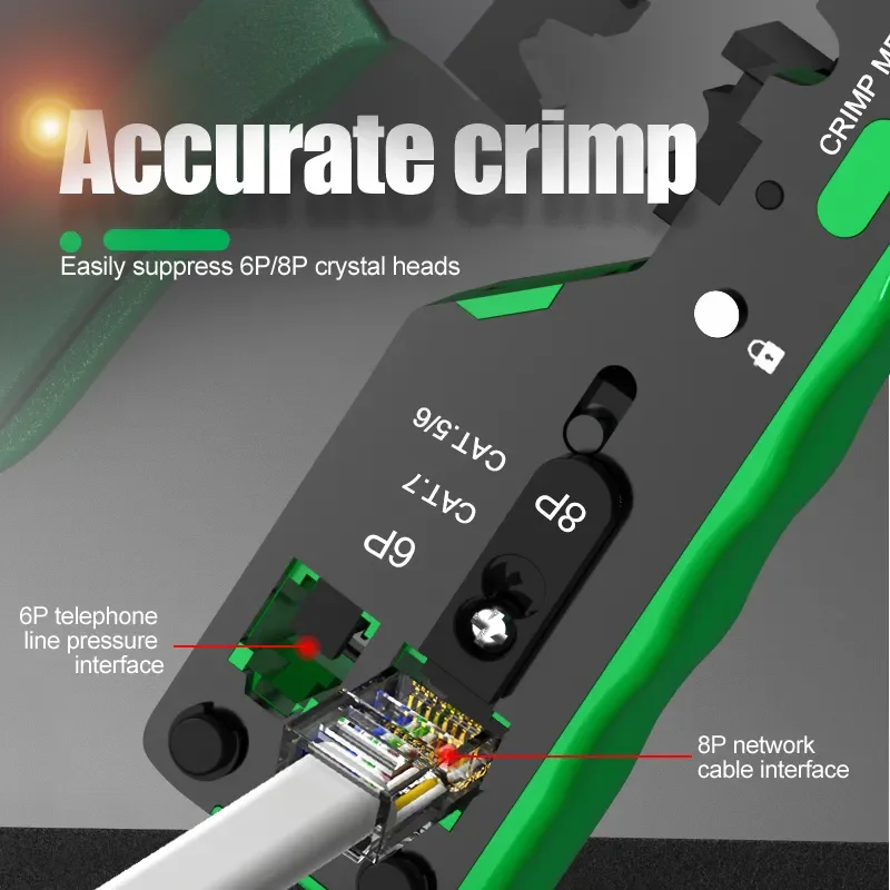 LAOA Perforated RJ Terminal Crimping Pliers 6P 8P CAT5/6/7 Through-hole Registered Jack Crimper Wire Cutter High Precision Tools