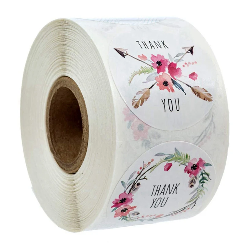 50-500 Uds pegatina de agradecimiento para etiquetas de sello de sobre pegatina redonda rosa hecha a mano decoración de embalaje de regalo pegatina