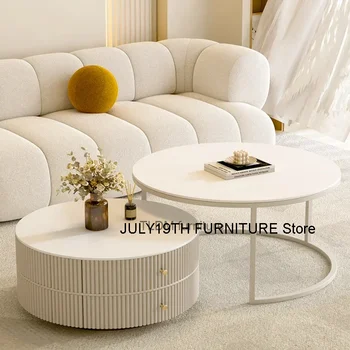 Image Dining Coffee Table Center White Round Console Modern Table Side Living Room Accent Muebles Para El Hogar Home Decorations