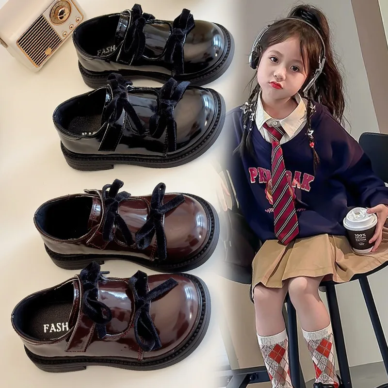

Spring Girl Princess Shoes 2025 New Children's Leather Shoes Black Show Female Treasure Shoes Loafers Cute