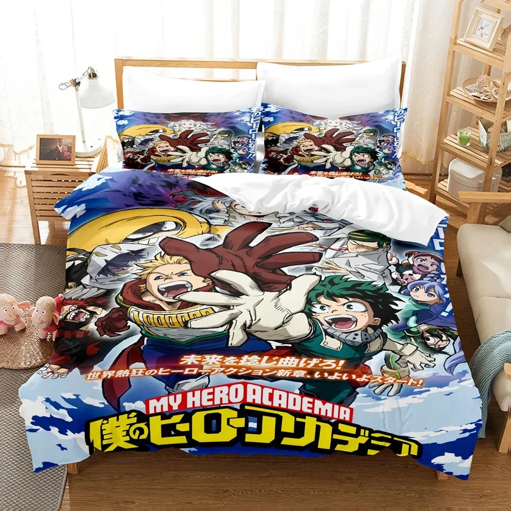 New My Hero Academia Bedding Set Japan Anime Soft Bedclothes Single Double Queen Twin Full Size Duvet Cover Teens Boys Bed Linen