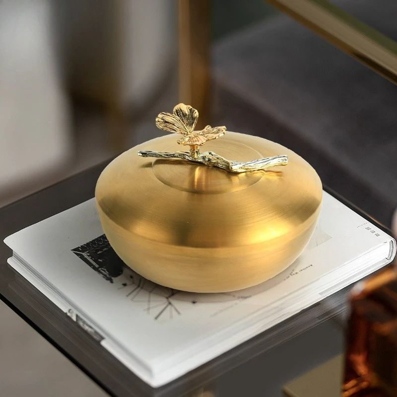 European light luxury creative metal tea can storage can ornament with lid ashtray