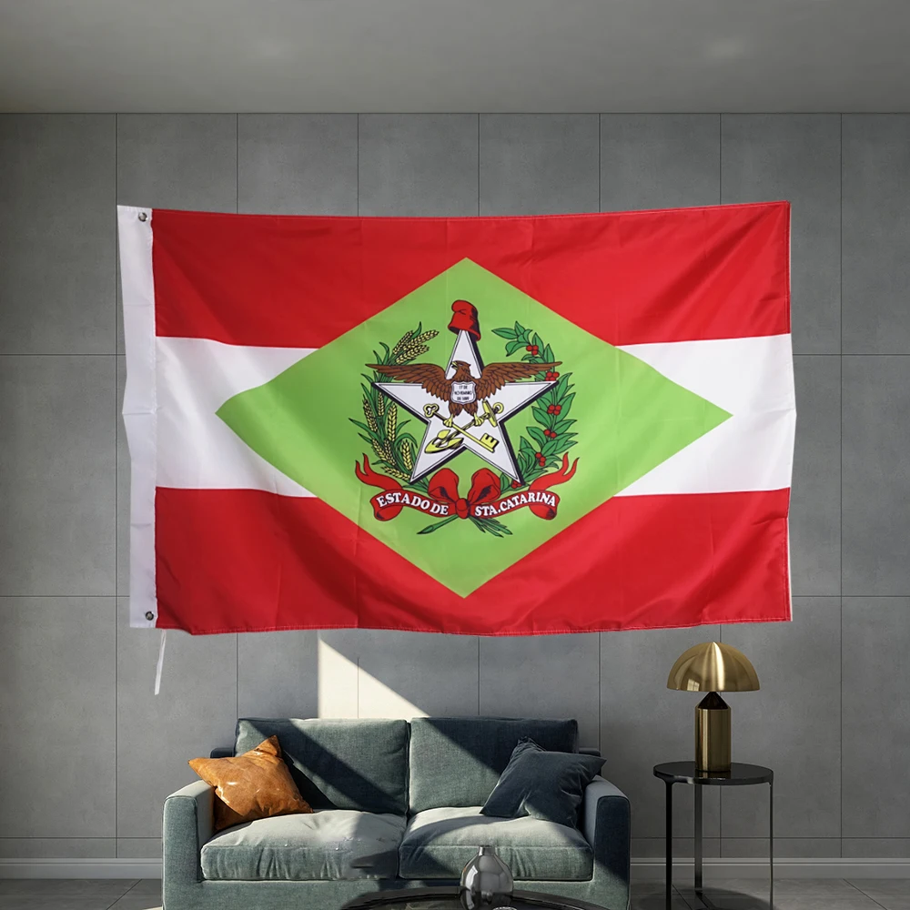 Bandeira de santa catarina brasil bandeira do estado brasileiro 3x5ft 150x90cm poliéster bandeira latão metal buracos decoração para casa festa esporte