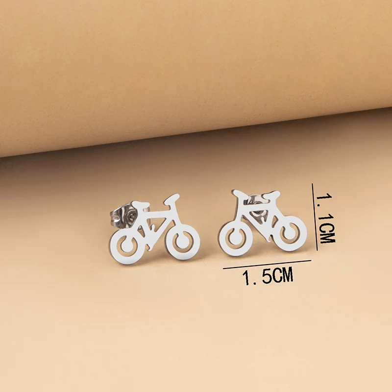 Stainless Steel Bicycle Stud Earrings For Men Motorcycle Biker Stud Earrings Jewelry Accessories