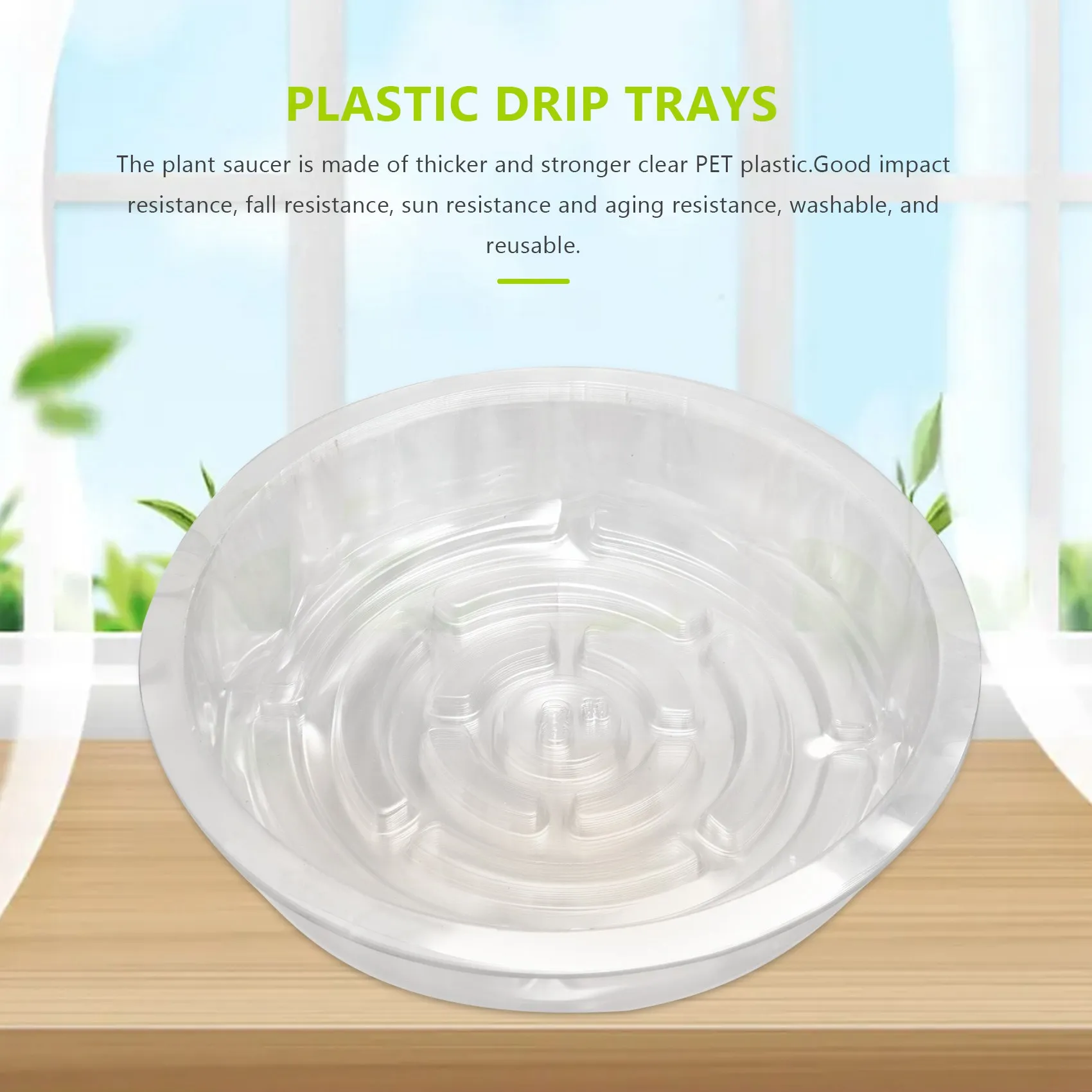 10Pcs 8Inch Clear Plant Saucer Plastic Drip Trays for Indoor and Outdoor Plants for Holding Succulent Flower Planter