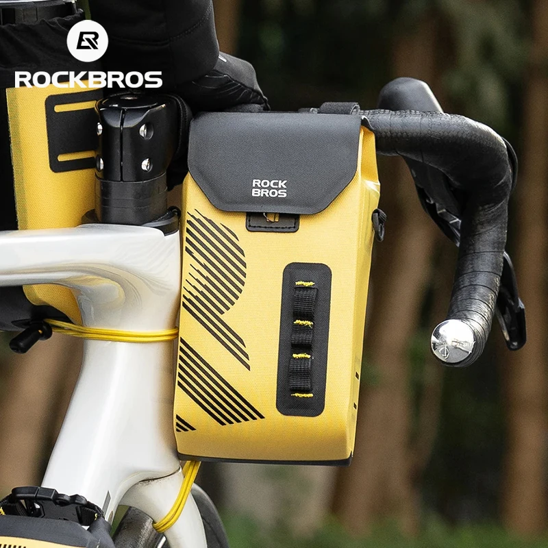 

ROCKBROS Bike Bag Full Waterproof Magnetic Flip Cover Handlebar Storage Bag 1.3L Daily Capacity With Shoulder Strap Outdoor Bag