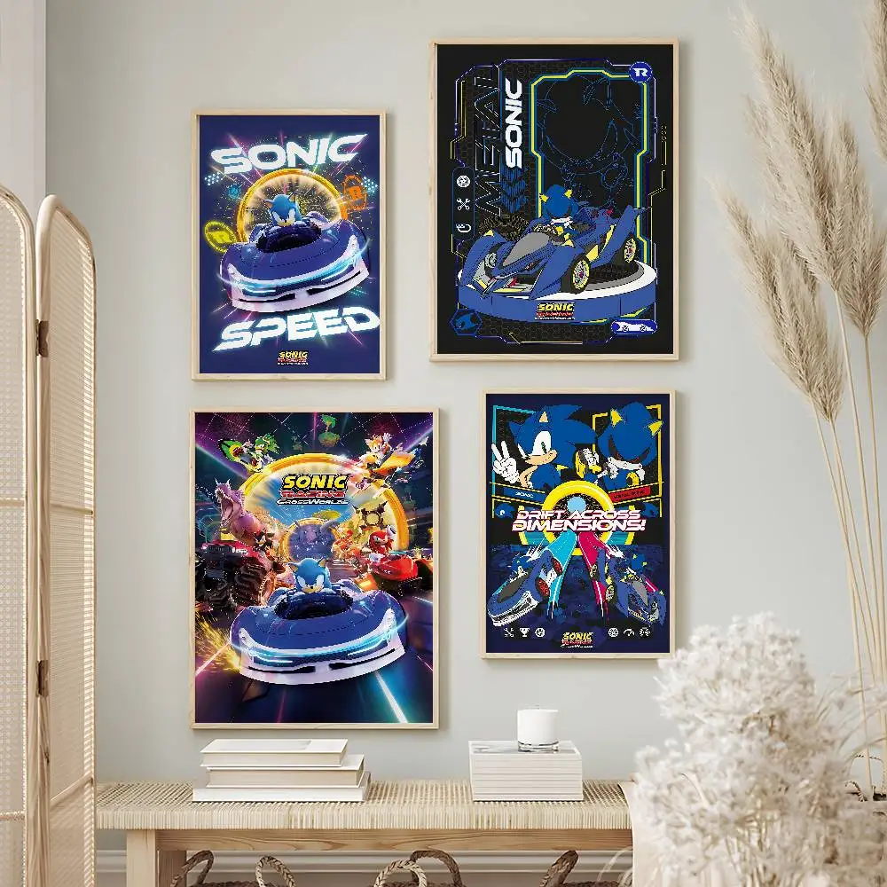 Trending Game Sonic The Hedgehog Posters Premium Self-Adhesive No Residue Wall Sticker for Home Office Bar Decor
