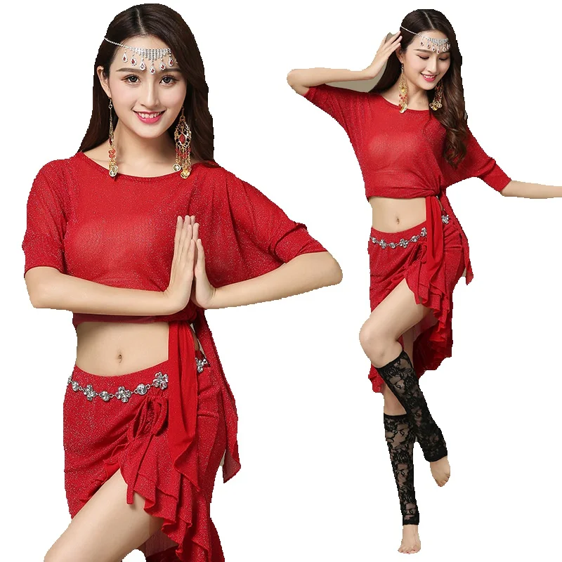 Belly New Sexy Mesh Summer Women's Practice Set Oriental Dance Dress Fairy Style_voghion.com
