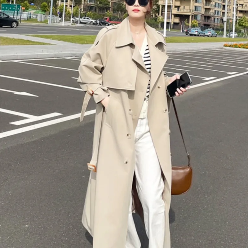 Beautiful Trench Coat Women's Overcoat Casual Loose New Long below the Knee