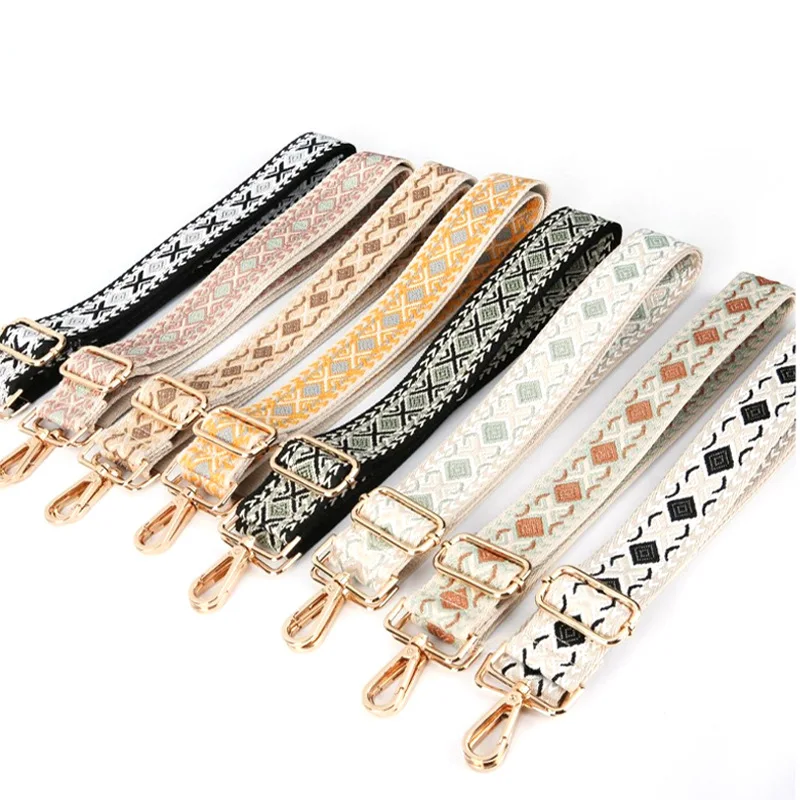 

Canvas Webbing Color Jacquard Rhombus Strap Adjustable Shoulder Crossbody Long Strap Women's Bag Strap Creative Accessories