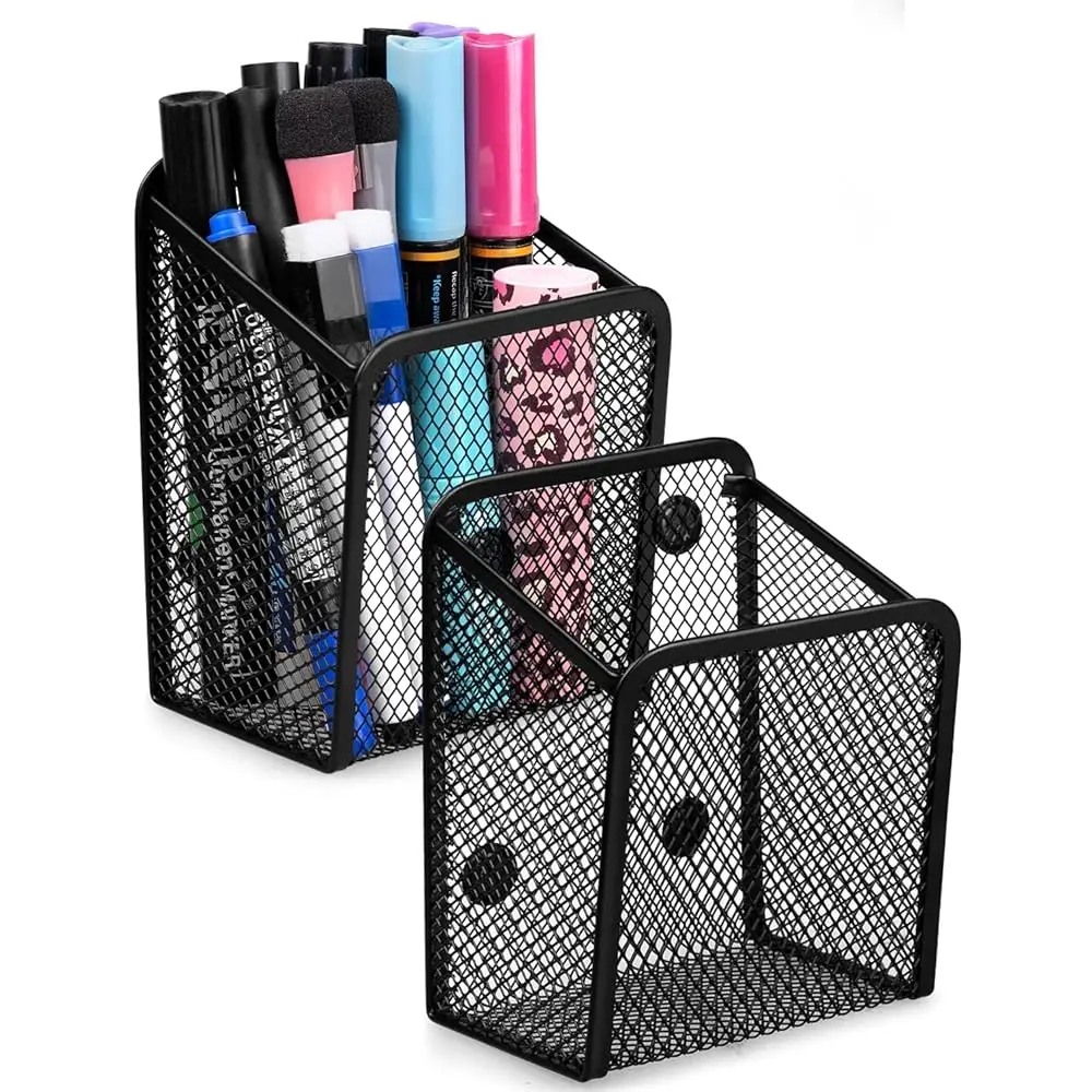 

Большой магнитный держатель для ручек, 2 шт., магнитная корзина, 8 сильных магнитов, держатели для карандашей, аксессуары для шкафчиков, для холодильника, белый.