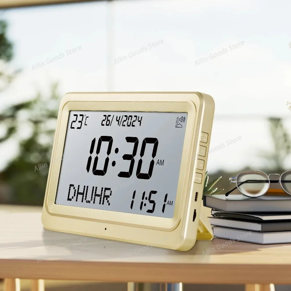 Digital Calendar Alarm Clock Multicolor Desktop Timepiece, Black Gold Silver Available For Home Office Decor