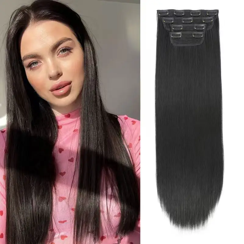 

Набор из четырех предметов для прямых волос, набор для заправки волос, однотонный синтетический парик используется для увеличения объема волос.