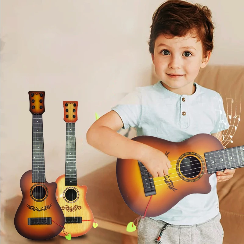 Kids 6 Strings Classical Guitar Steel Strings Pretend Play Toy Children Ukulele Musical Instrument for Boy Girl Birthday Gift