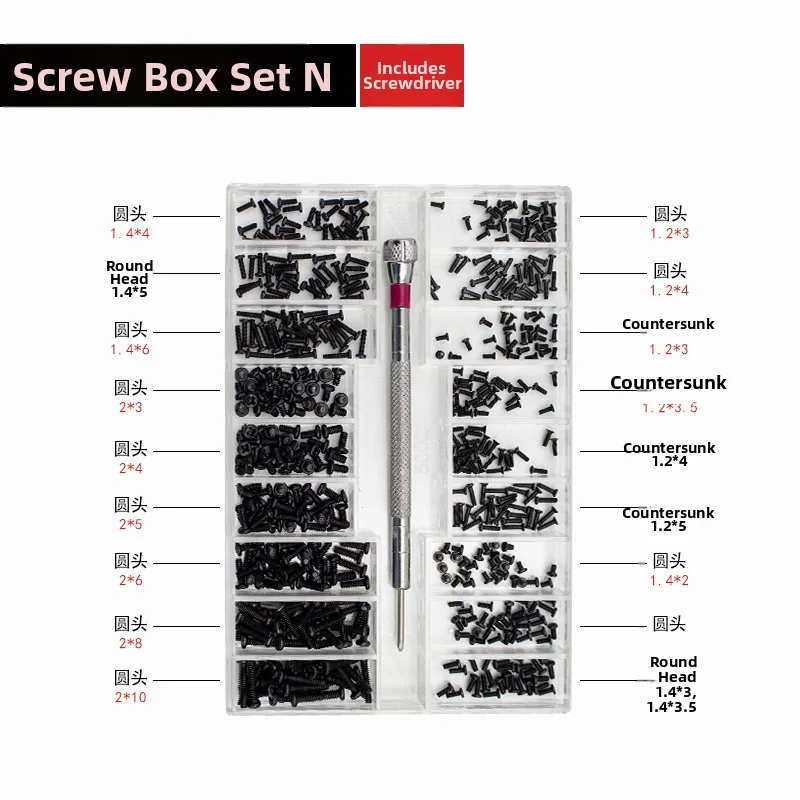 500Pcs Self Tapping Miniature Screws Kit 1.2 1.4 2mm Stainless Steel For Glasses Watches Laptops Phone Repair Tool Set