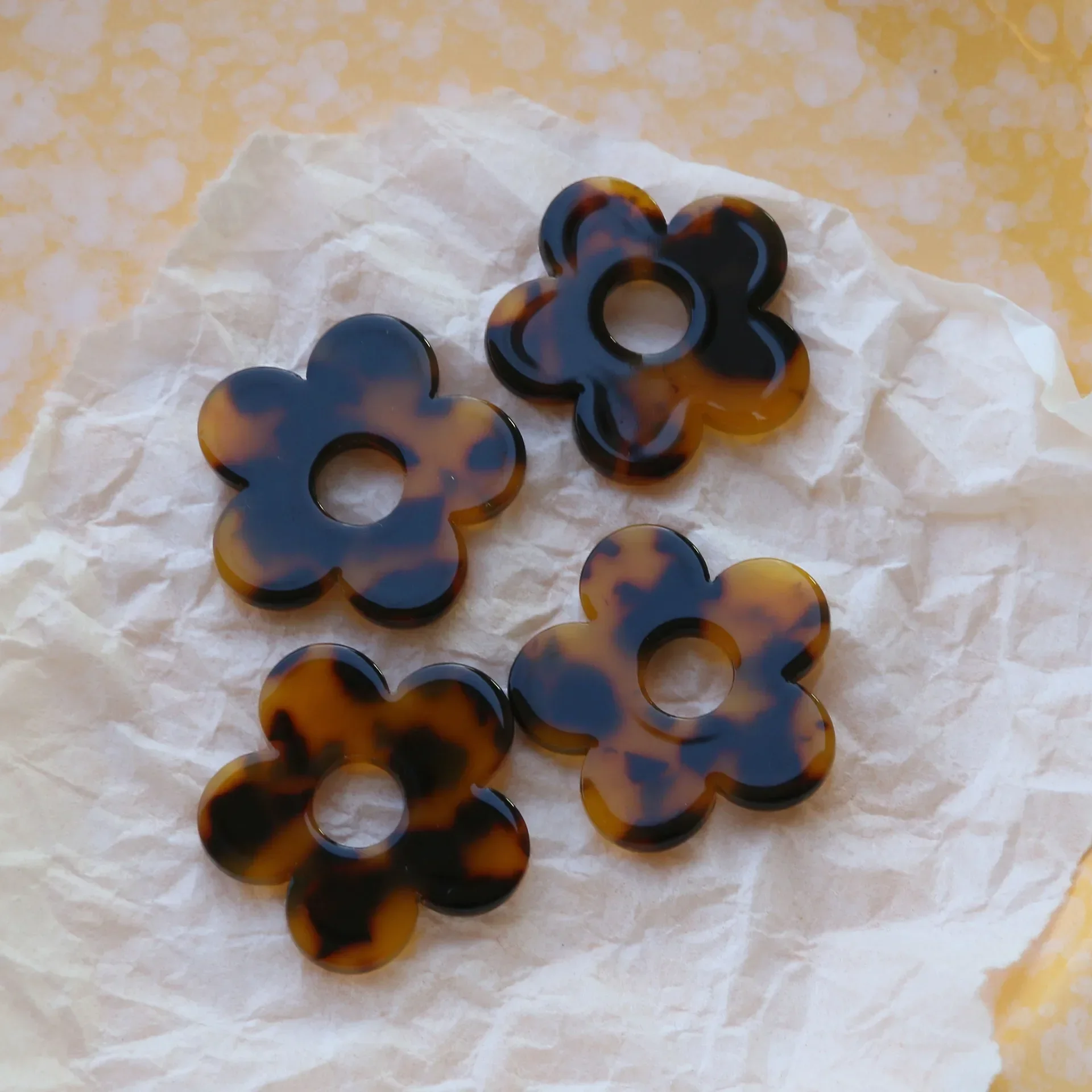 5pcs curry leopard print spotted plum flower floret acrylic acetate accessories diy hand earring headwear material