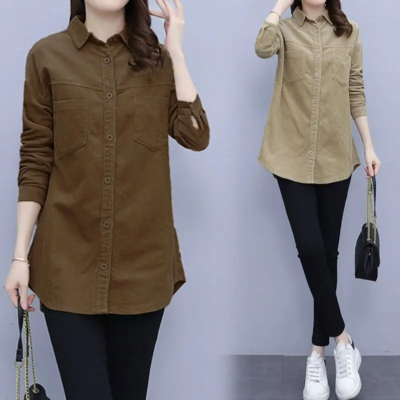 

Fashion Women Shirts Solid Shirt Women Long Sleeve Shirts Tops Office Lady Basic Shirt Blouses Loose Fit Woman Blouse T262