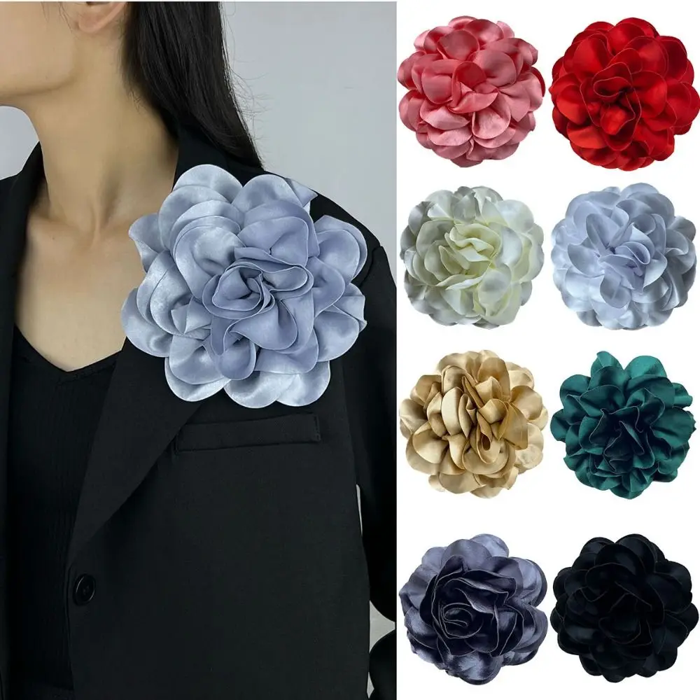 Versatile 19CM Brooch French Large Flower Lapel Pin Satin Ornamental Pin