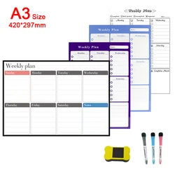 A3 Size Dry Erase Magnetic Monthly Weekly Planner Calendar Fridge Markers Whiteboard,Erasable Refrigerator Daily Memo,To Do List