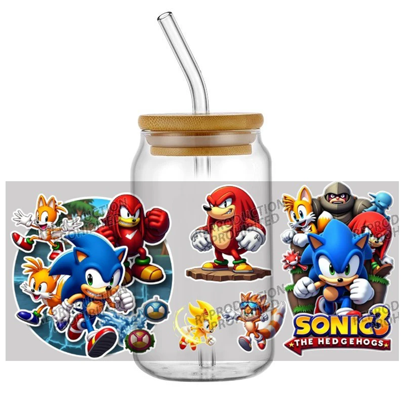 

Popular Game sonicc UV DTF Cup Mug Wraps Car Sticker DIY Deca For 16oz Libbey Glass Creative Cup Label computer sticker