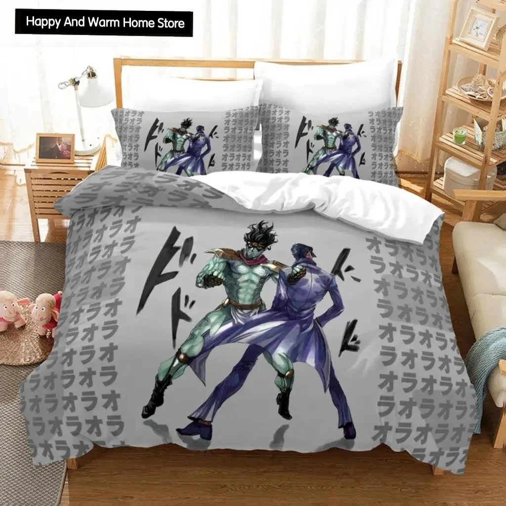 3D Print Anime JoJo Bizarre Adventure Jotaro Kujo Bedding Set Boys Girls Twin Queen Size Duvet Cover Pillowcase Bed Boys Adult