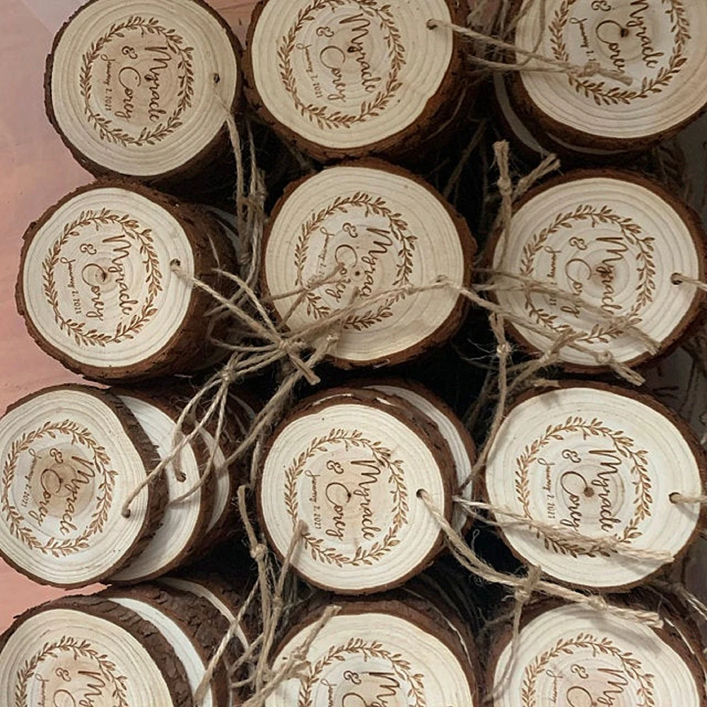 Personalized Wooden Wedding Favor Tags Bulk Custom Engraved Name Tags Rustic Wedding Party Favors Ornaments Gift Tags for Guests