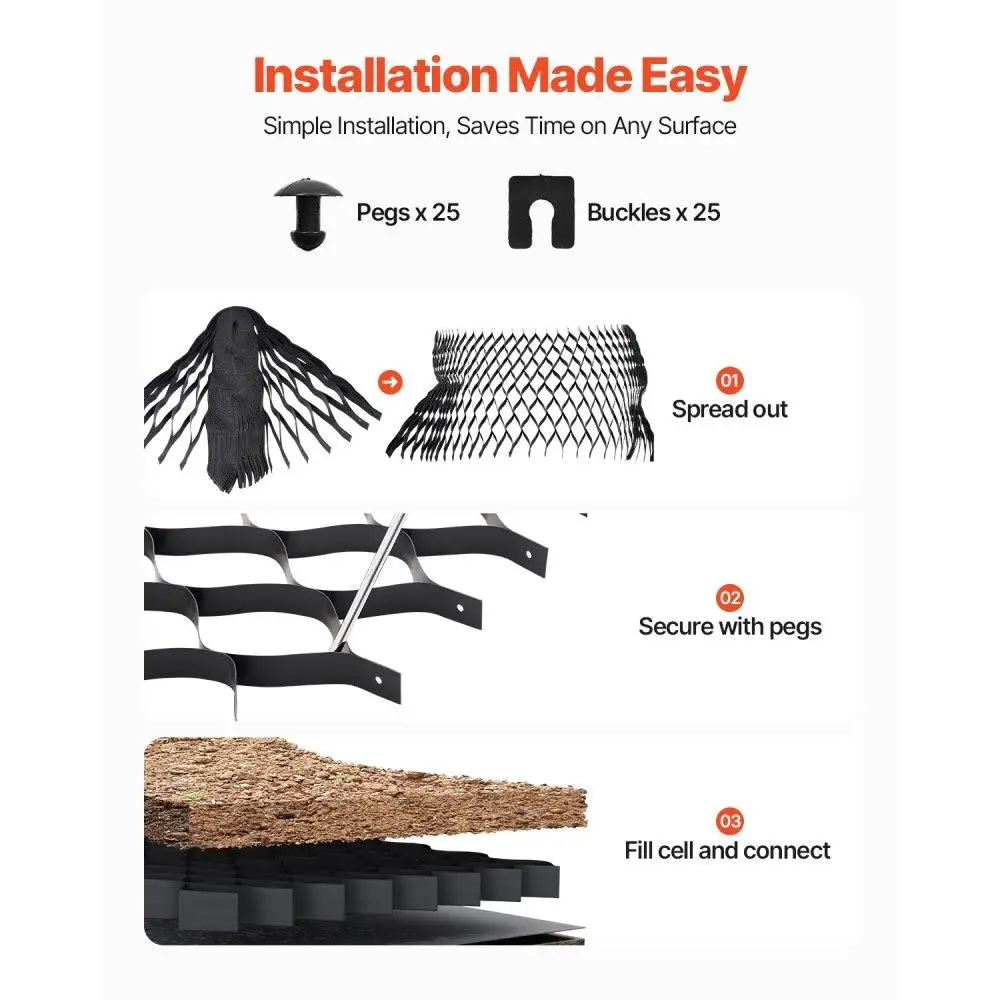 Griglia di terra Sistema di pavimentazione Geocell con profondità da 2 pollici 26,87x3,94 piedi per vialetto di ghiaia e stabilizzazione del paesaggio