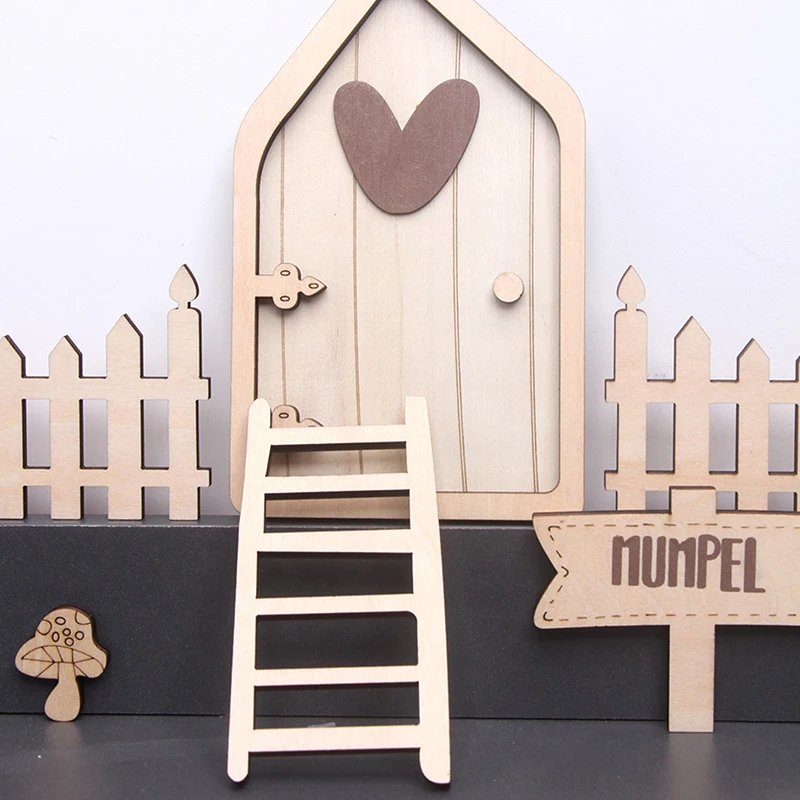 1/12 Dollhouse Fairy Door Set Dollhouse Mini Furniture Decor Dolls House Scene Accessories For Kid Pretend Play Toy