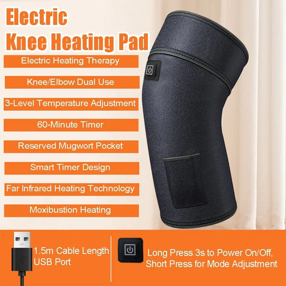 

Наколенник с подогревом 3 в 1, 3 уровня нагрева, черный наколенник с подогревом, восстановление боли в мышцах, дышащий вибрационный массажер с подогревом