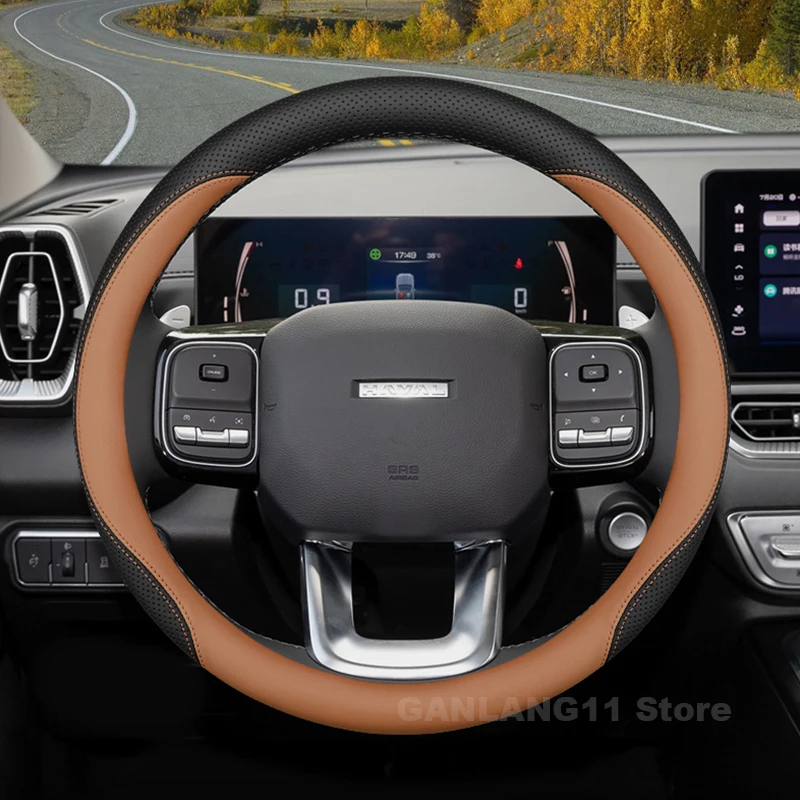 

Leather Car Steering Wheel Cover For Haval H9 Jolion Pro H6 GT HEV2 H5 H2 Dargo H7 H8 M6 Plus F7 F7X 2025 interior Accessories