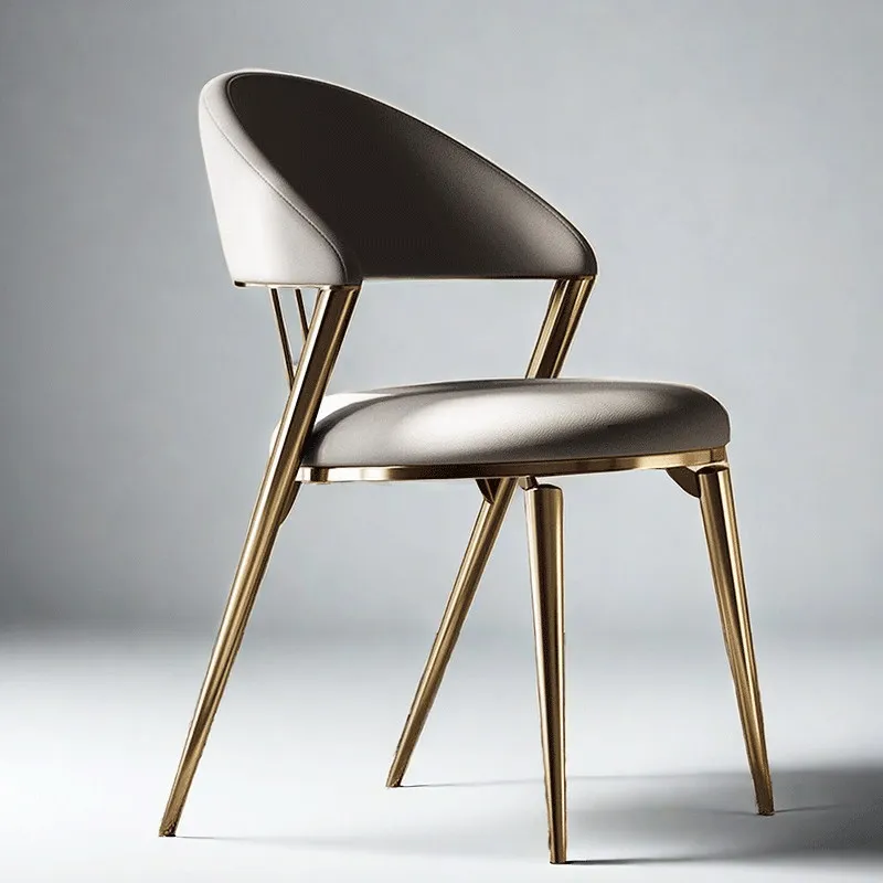 Italian stainless steel titanium leather dining chair home modern minimalist designer hotel restaurant dining table chair