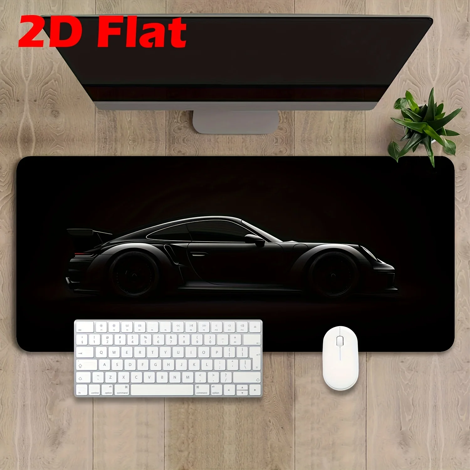 Large Matte Black Gaming Mouse Pad with Sports Car Design- Non-Slip Rubber Desk Mat for Office, Home, and Gaming- Rectangular