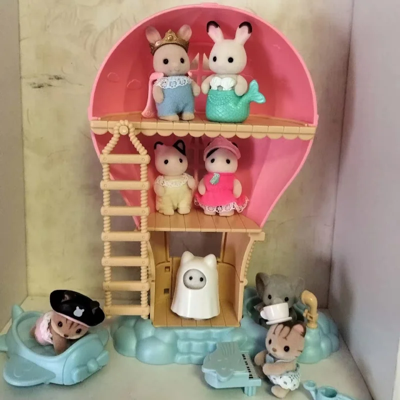 Оригинальный Sylvanian Families, сессия для макияжа, кукольный домик, кошка-призрак, кролик, черный ушной кот, флокированная кукла, украшение, Xams, подарки, игрушки