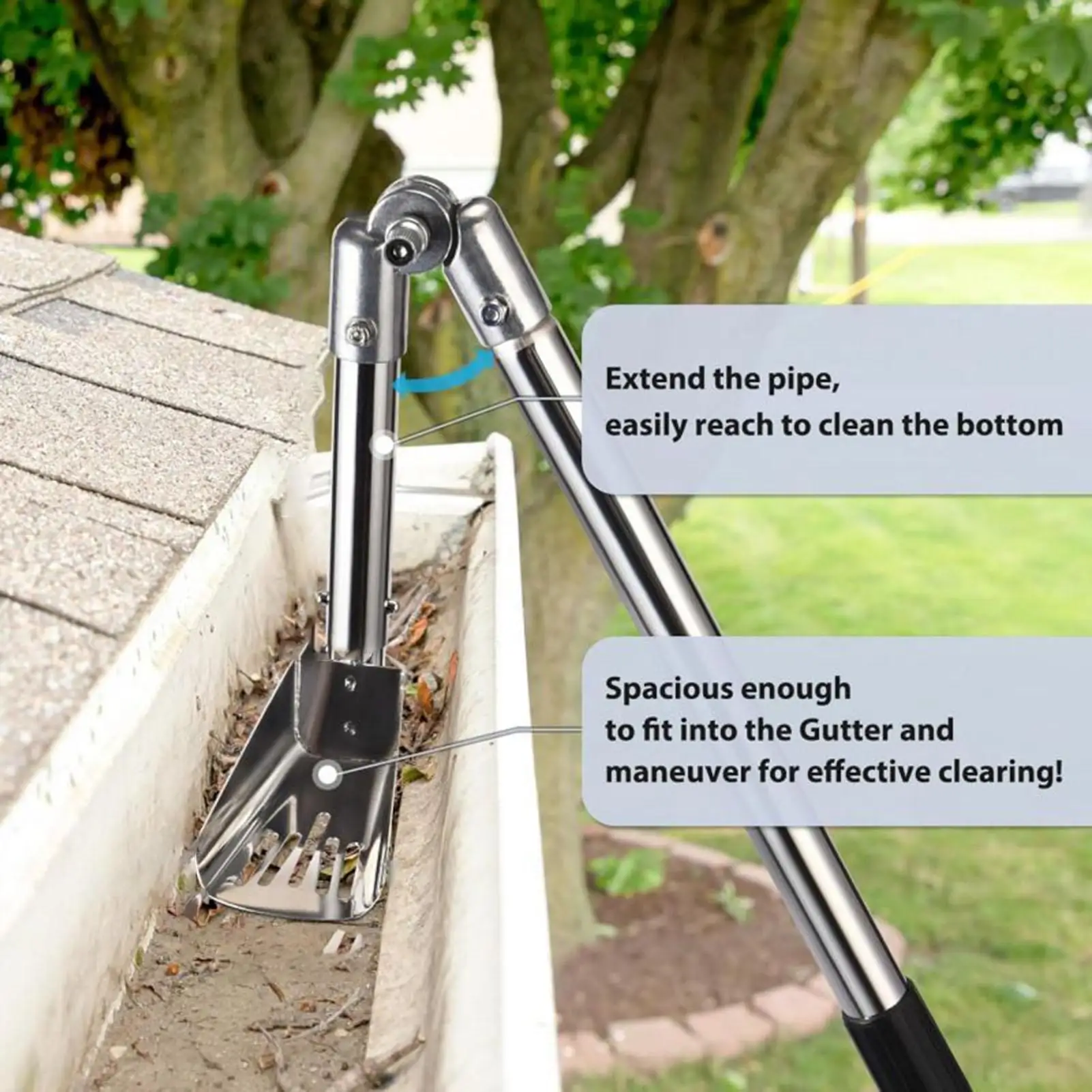 

Совок для очистки желобов, бытовой желоб, ложка для чистки листьев, нержавеющая дренажная насадка для очистителя для удаления мусора