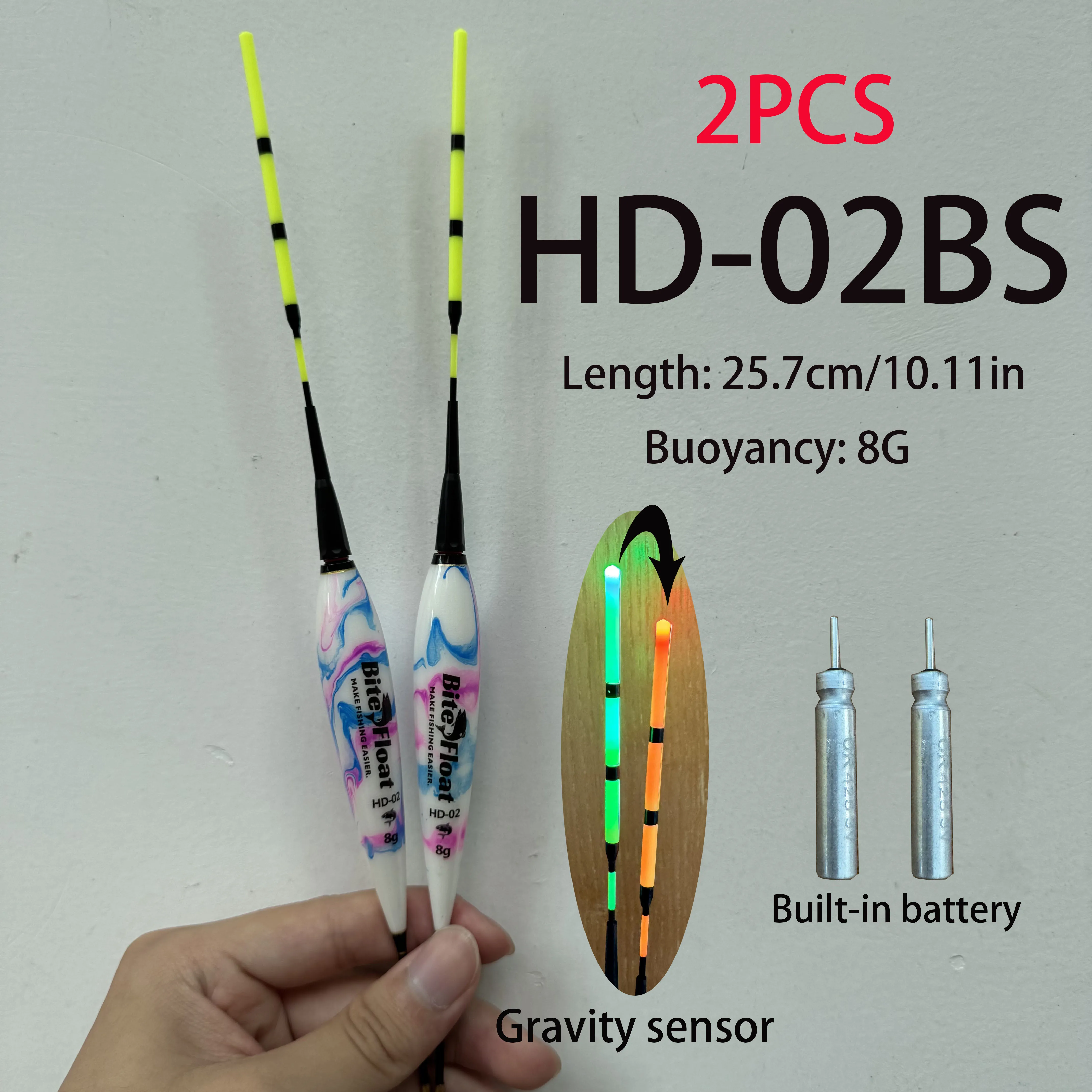 HD Series Electronic Gravity Sensing Color Changing Float Clear Eye-Catching Float Tail Glow In The Dark Fishing Bobber